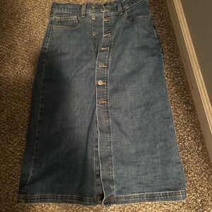 Banana Republic Factory Blue Denim Midi Skirt
